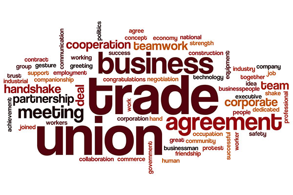Image of words relating to trade unions
