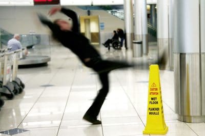 Man slipping in airport